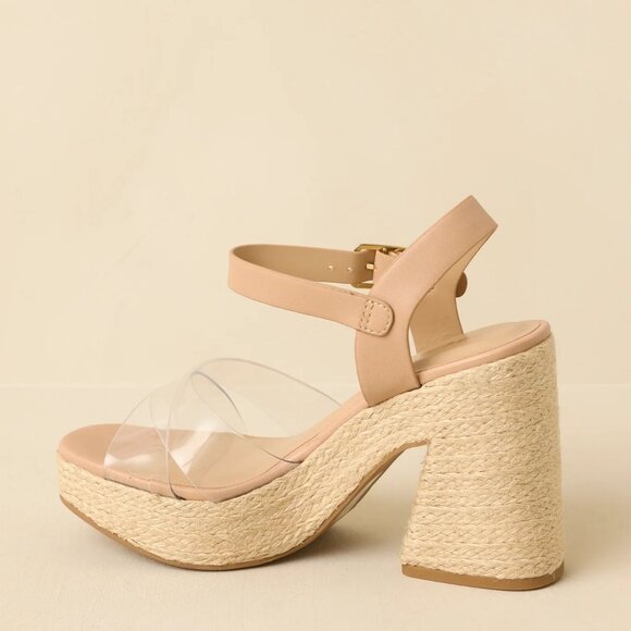 Soda Tan and Clear Espadrille Platform Sandals - Picture 6 of 6